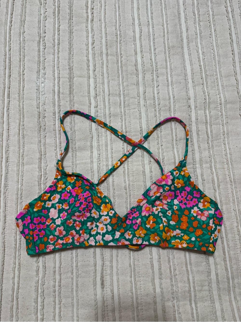 J.Crew Floral Crossback French Bikini Top